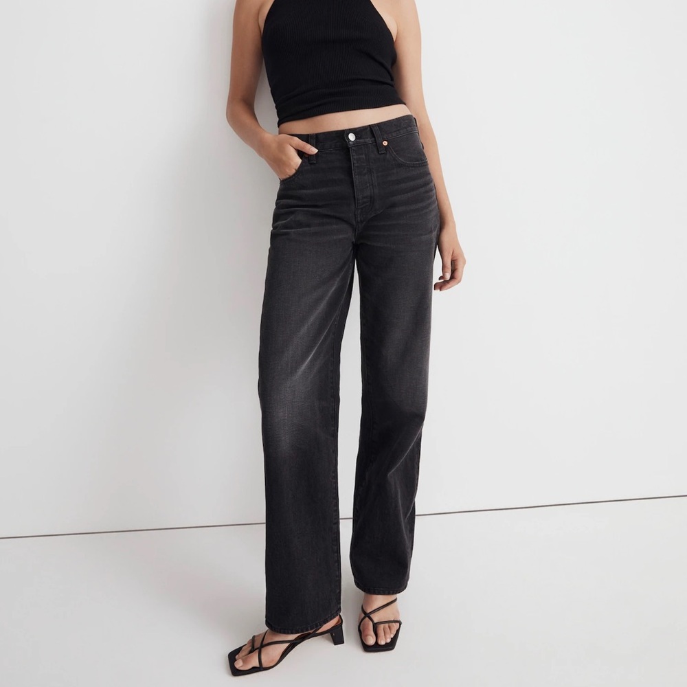 Madewell Straight Leg Jeans in Washed Black